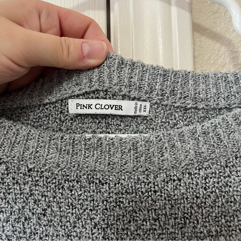 Pink Clover Gray Knit Boat Neck Sweater XXL